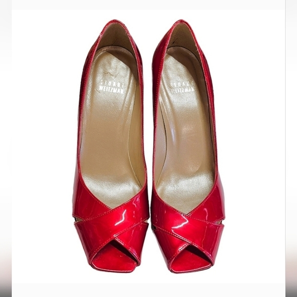 Stunning Stuart Weitzman Womens Red Patent Leather Pumps 7.5 Cherry Girl Fierce - Picture 4 of 13